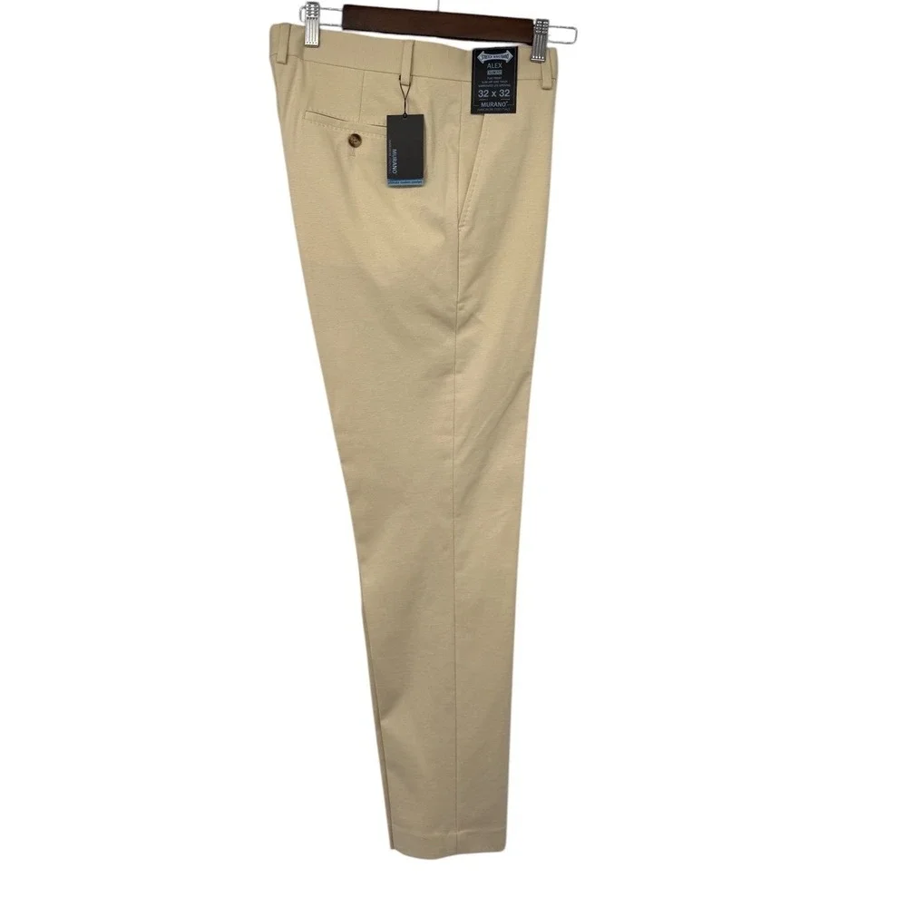 Murano Alex Slim Fit Dress Pants 32x32 Stone Stretch Flat‎ Front Performance NWT